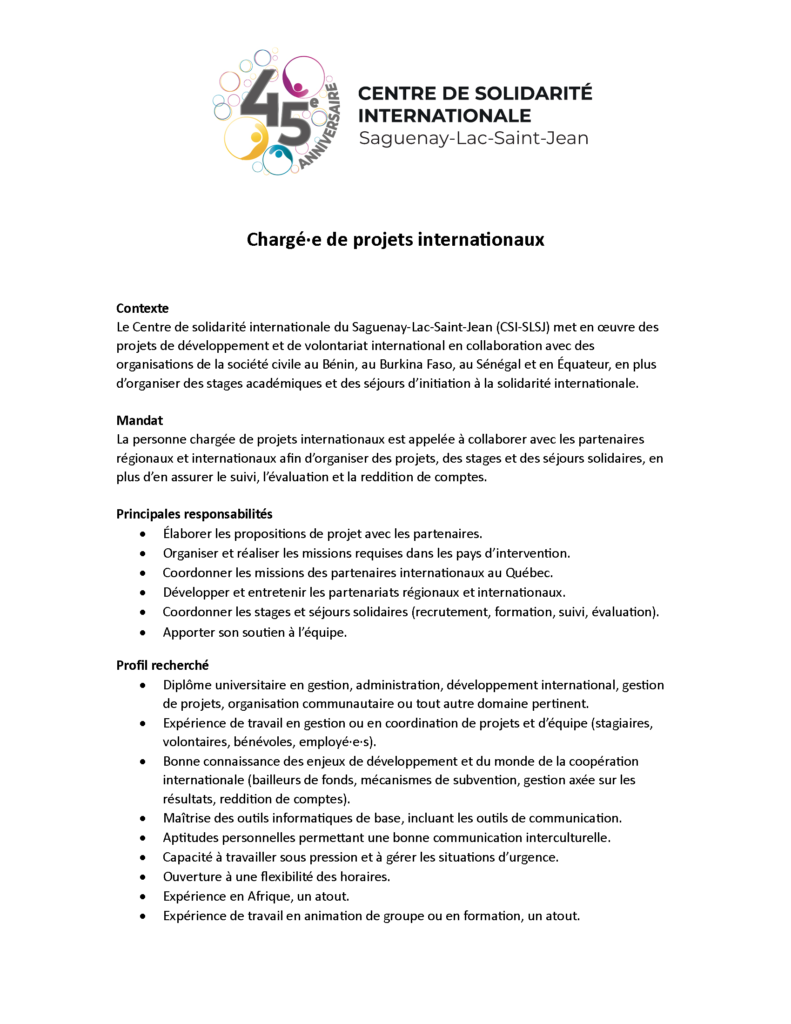 Offre d'emploi, page 1